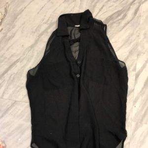 Black sheer collard tank